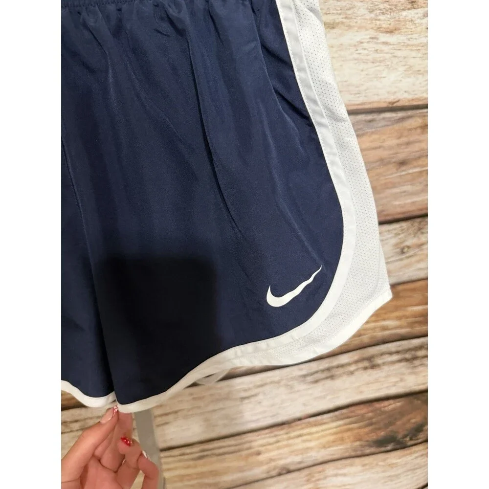 Nike Women's Large Dri-FIT Tempo Mid-Rise Brief-Lined Running Shorts 3” Navy